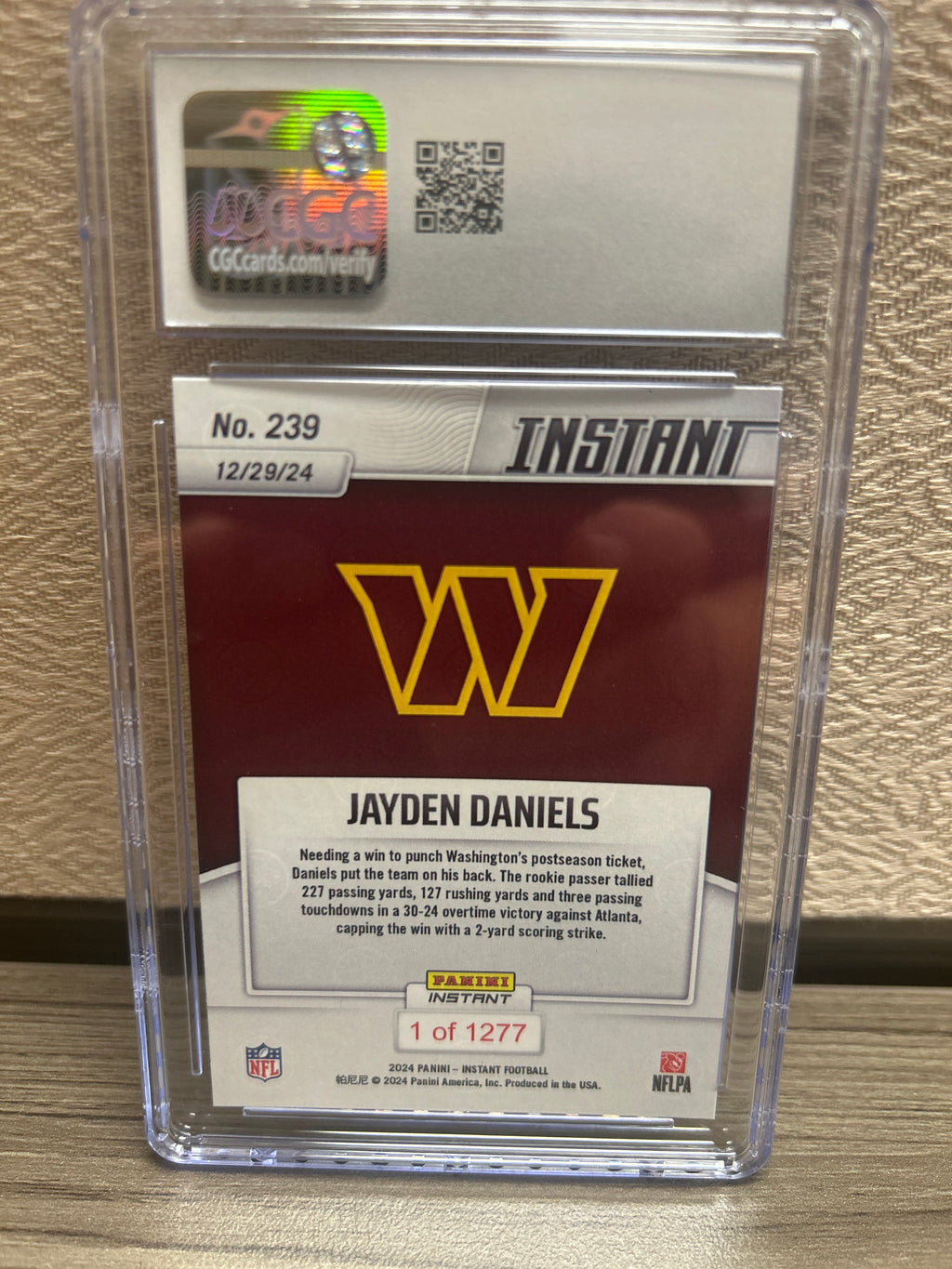 Jayden Daniels RC 2024 Panini Instant #239 CGC Mint 9