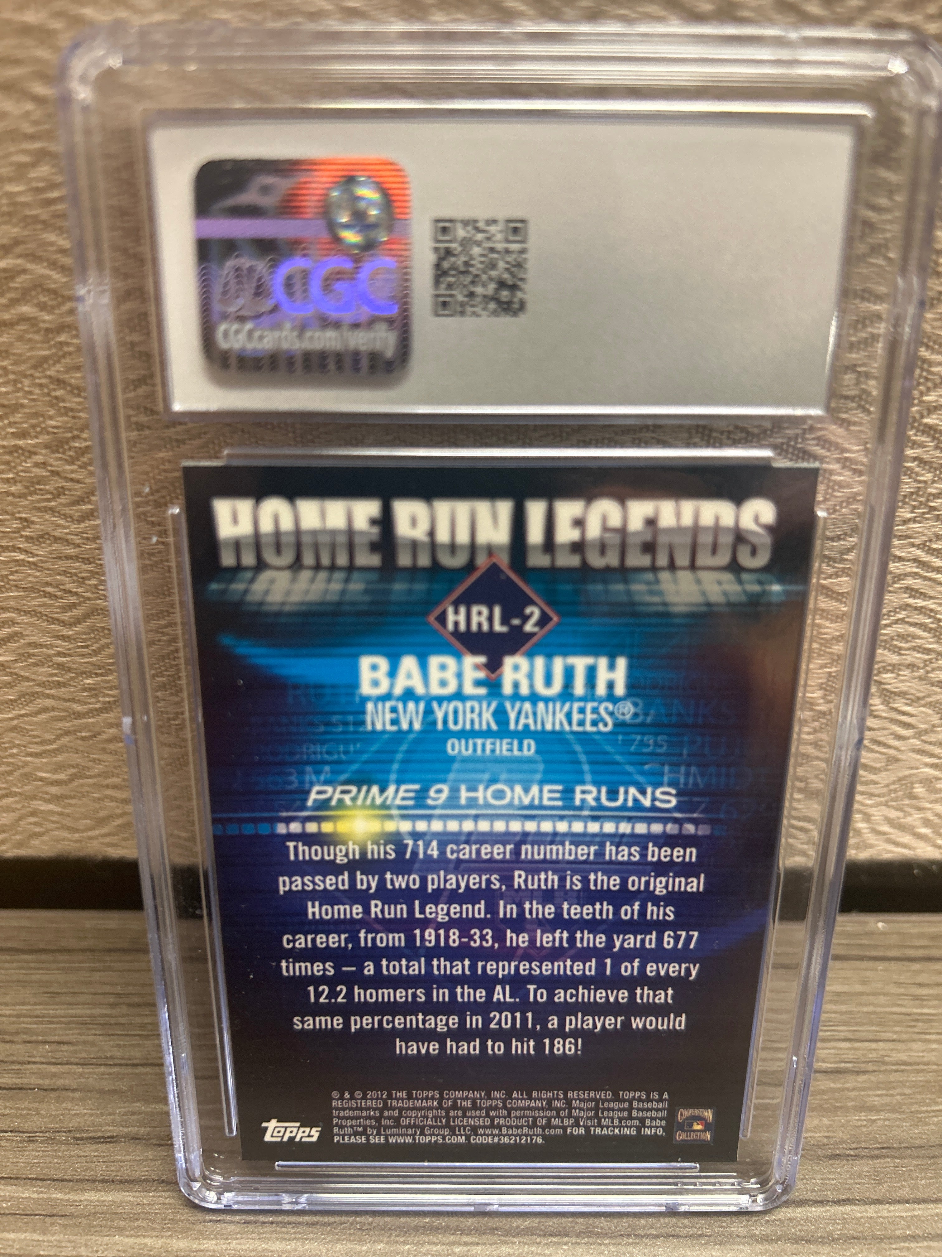 Babe Ruth 2012 Topps Prime 9 #HRL-2 Home Run Legends Graded CGC Mint 9