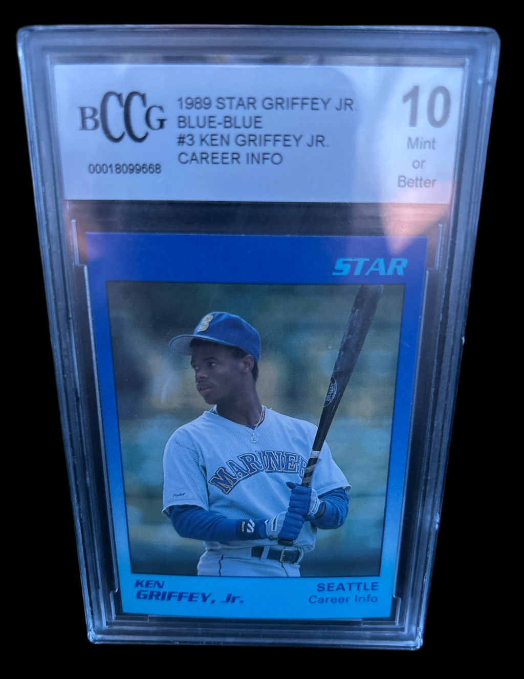 Ken Griffey Jr. 1989 Star #3 Career Info-White Back RC BCCG 10