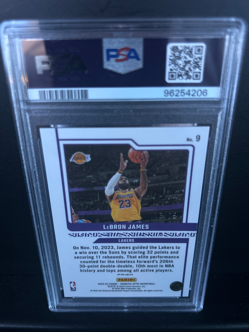 LeBron James 2023-24 Donruss Optic #9 Elite Dominators Pink Velocity /79 PSA Gem Mint 10