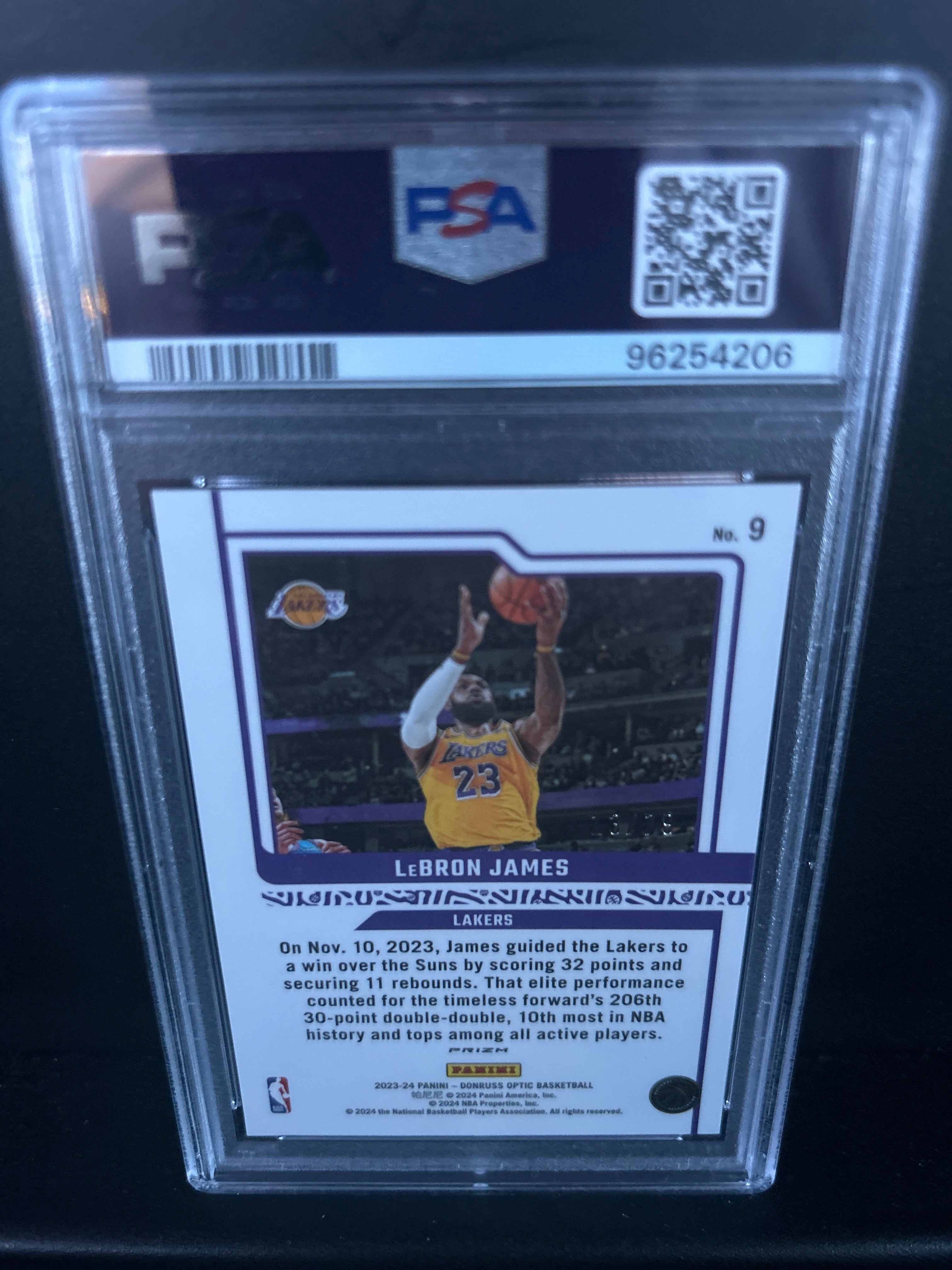 LeBron James 2023-24 Donruss Optic #9 Elite Dominators Pink Velocity /79 PSA Gem Mint 10