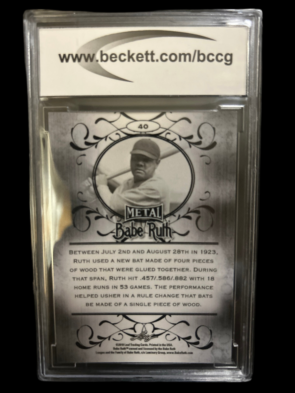 Babe Ruth 2019 Leaf Babe Ruth Collection #40 BCCG 10
